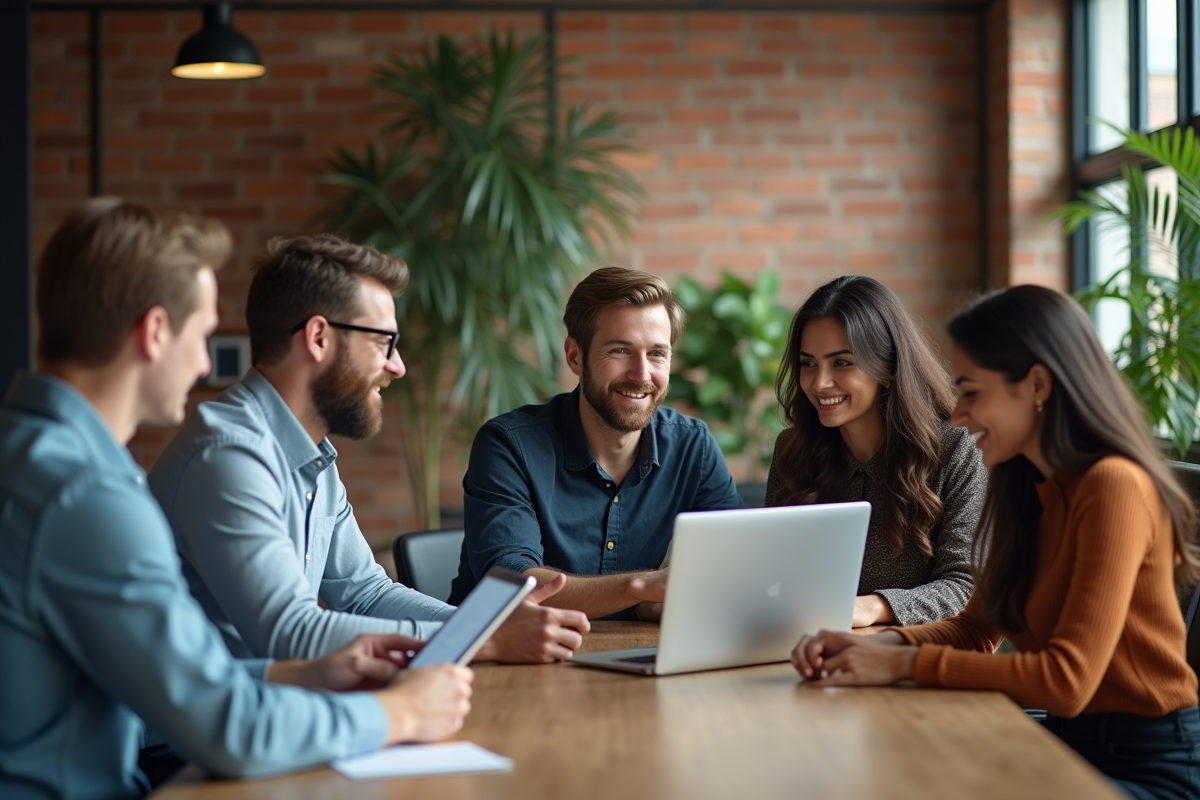 Groupe de jeunes professionnels en réunion de travail