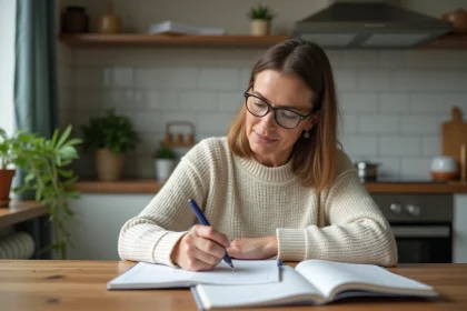 Femme moyenne âge note conversion lbs kg dans la cuisine