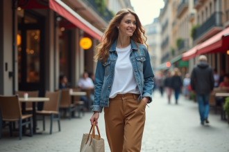 Jeune femme urbaine en style décontracté dans la rue