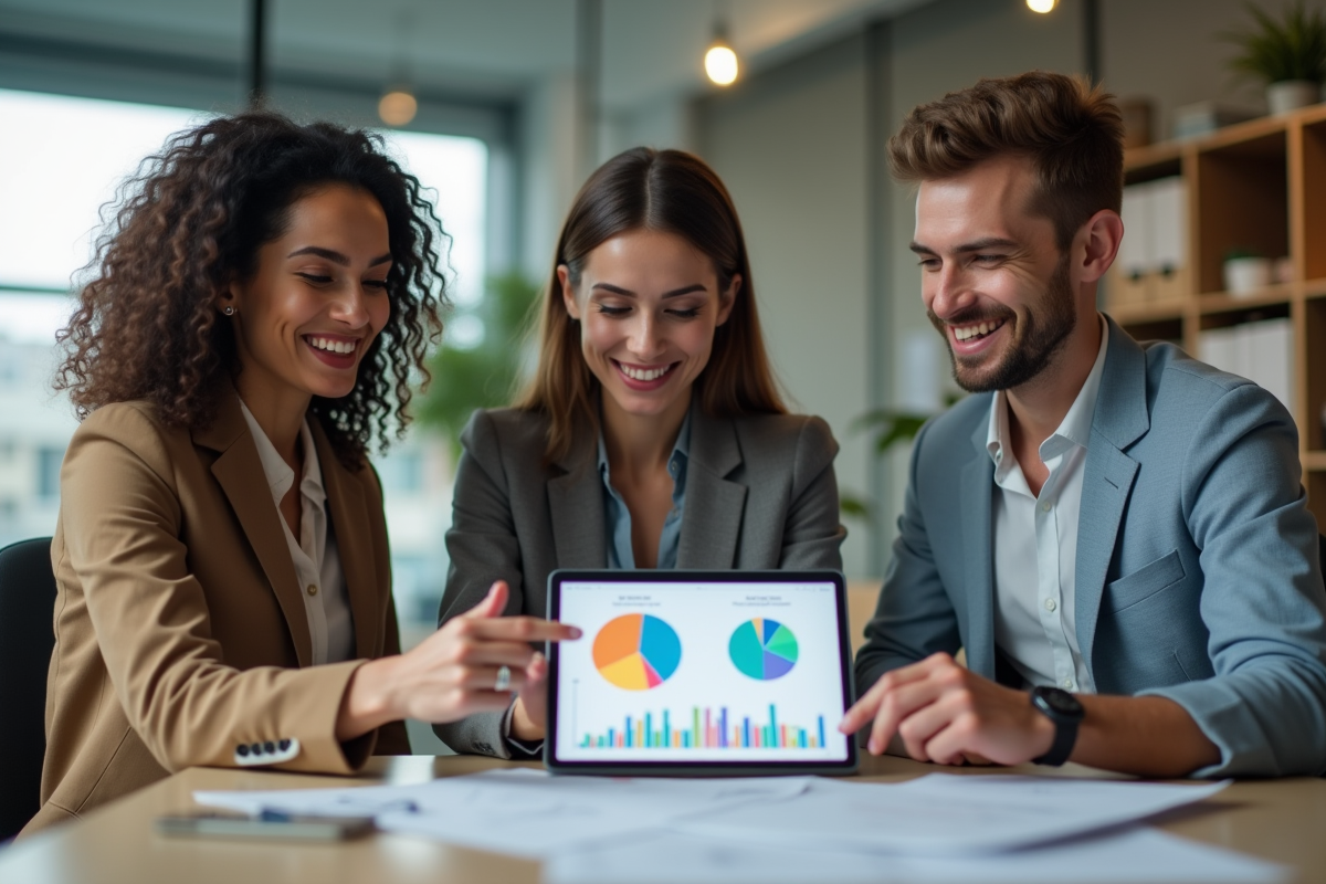 Groupe de professionnels discutant de statistiques de sante